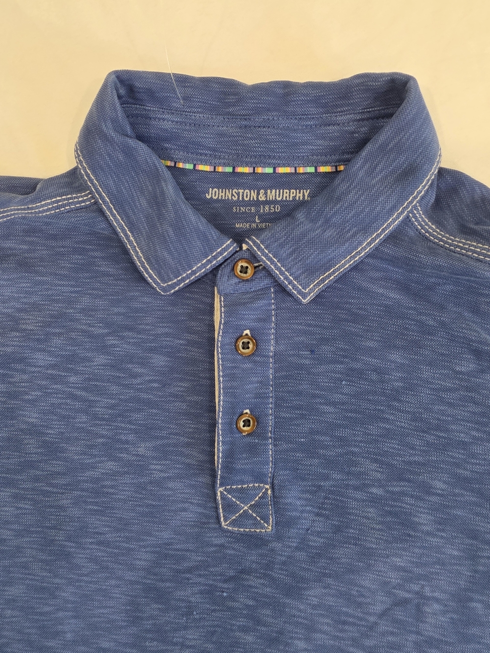 Johnston & Murphy Cotton Collection All Season Blue Polo Shirt Men Size L